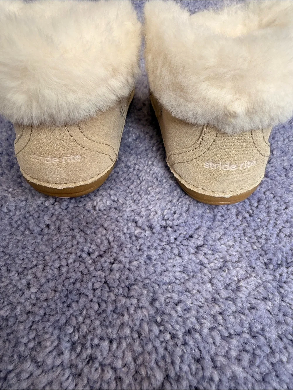 Stride Rite Kids Faux Fur Booties in Cream